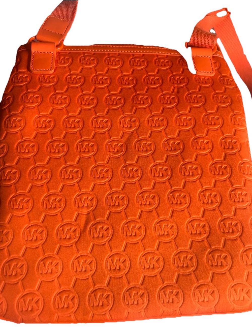 Michael Kors Orange Embossed MK Logo Crossbody - Picture 3 of 10